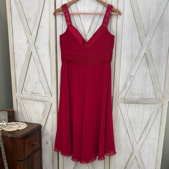 David's Bridal Rich Red Gown - Picture 6 of 13